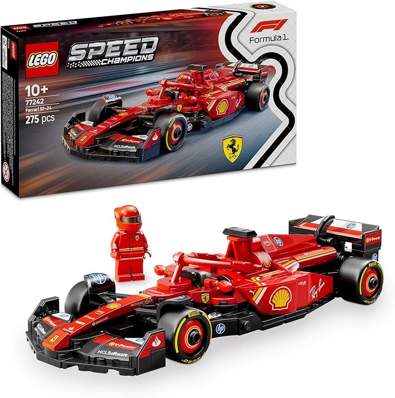 LEGO Speed Champions Voiture F1 Ferrari SF-24 - Jeu de Construction avec Véhicule de Course - Inclut Minifigurine Collector de Pilote de Formule 1 - Idée de Cadeau pour la Fête des Pères 77242